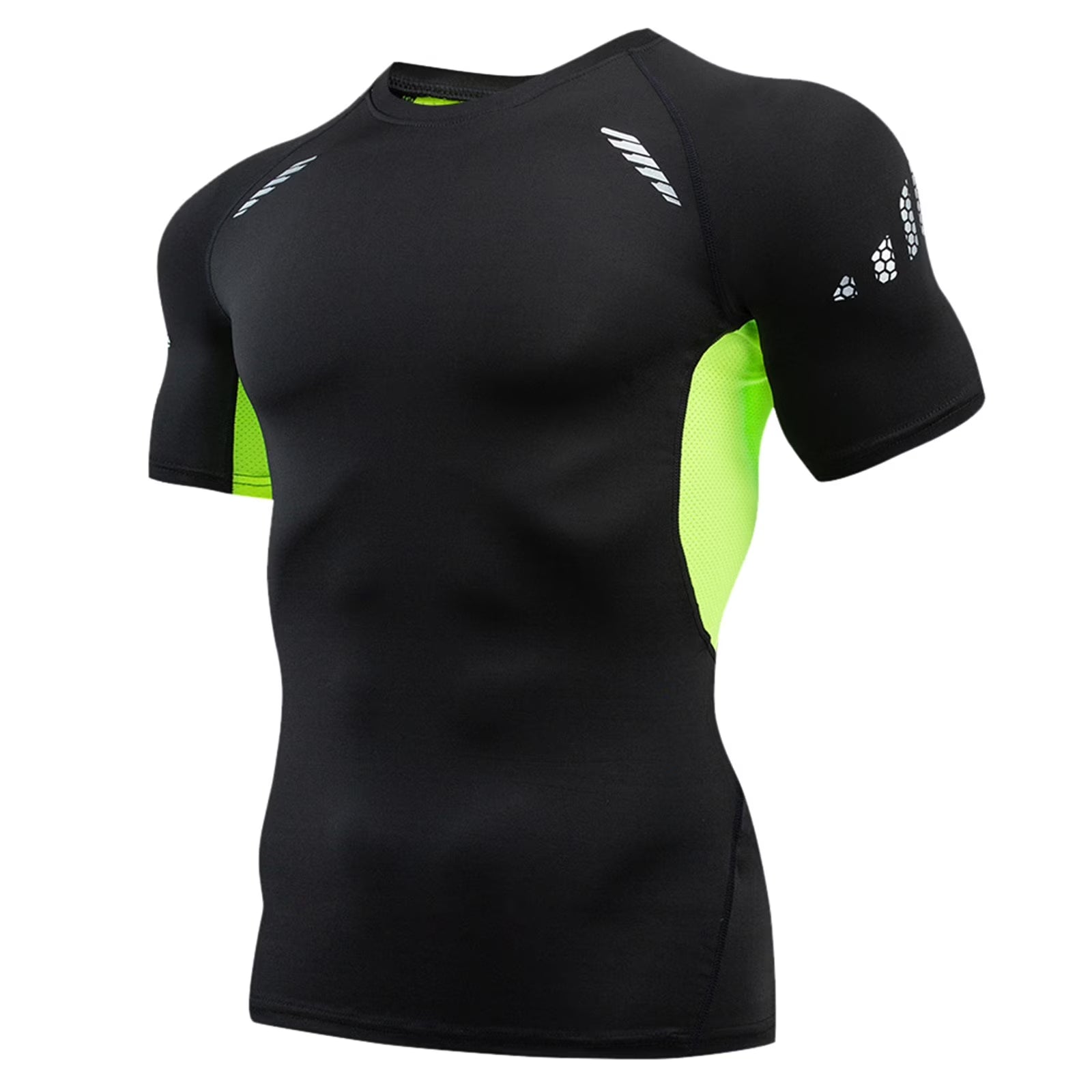 Athletic Workout Shirts for Men, Mens Summer Leisure Sports T Shirt Fashion Lapel 3D Gradient Short Sleeved round Neck T Shirt Men Compression Shirt Men, Mens Shirts Green L
