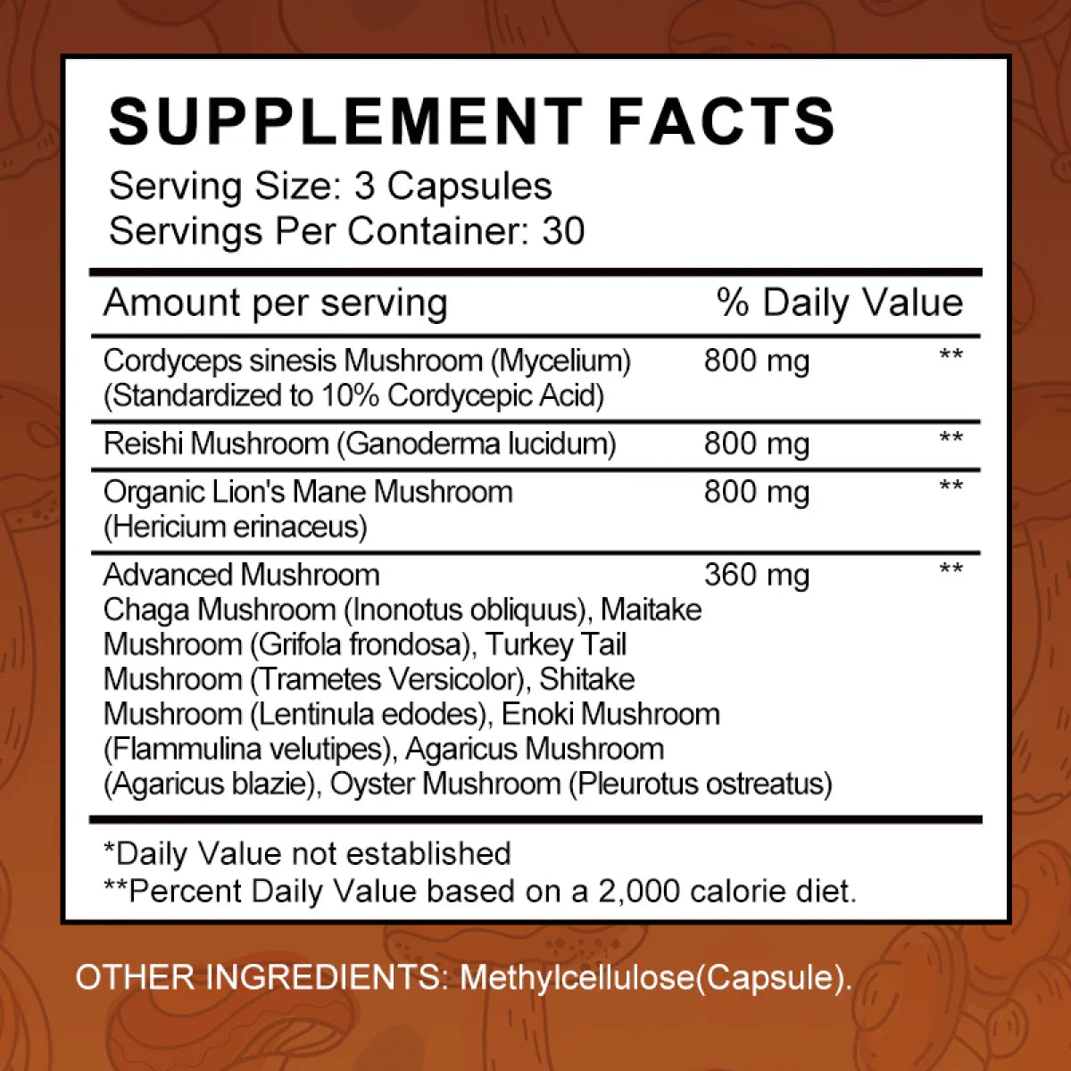 10 Blend Mushroom Complex Capsules 2760Mg for Energy & Immune Support, Dietary Supplements Promote Mental Clarity & Focus, 90 Capsules