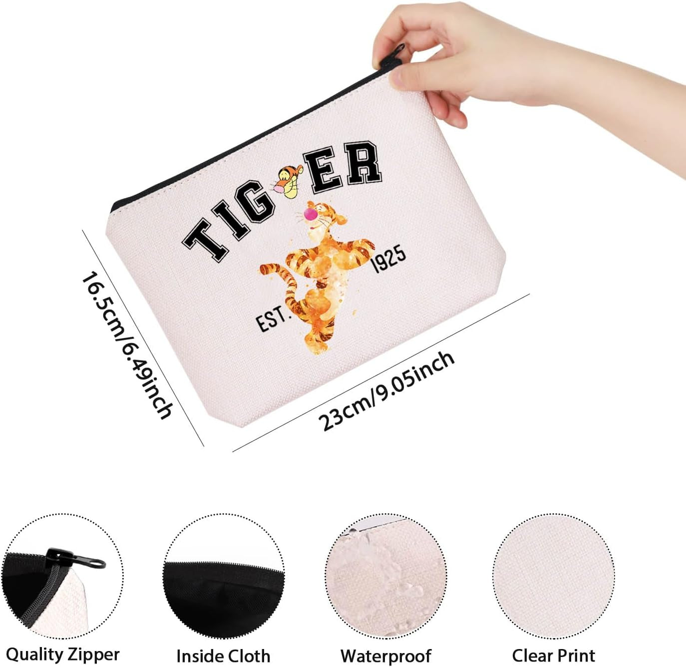 Animal Gift Cartoon Fans Gift Cartoon Love Gift Tiger St Patricks Day Zipper Pouch Makeup Bag (TIGGER)