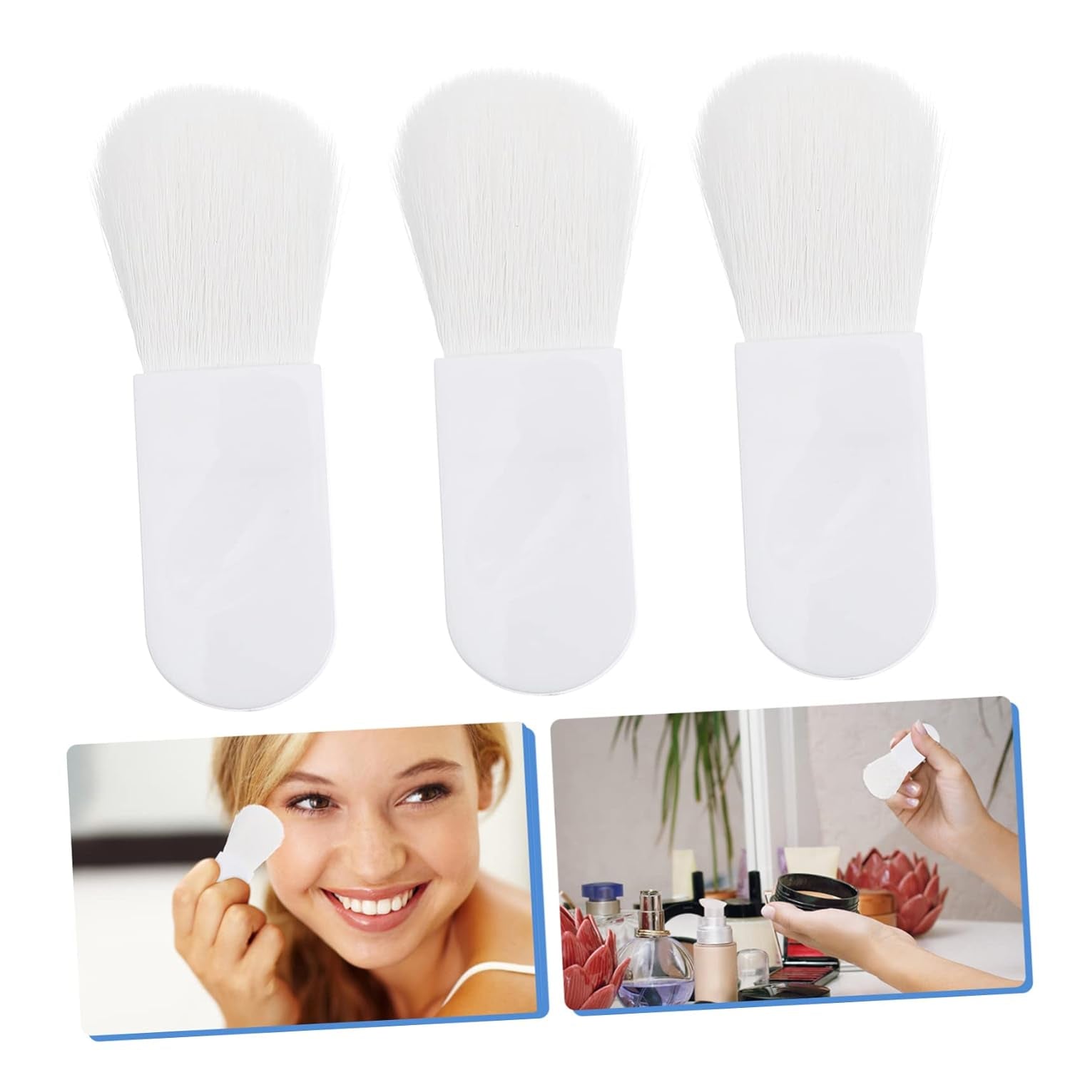 Loose Powder Brush Blending Blush Brush 3Pcs Set Pink for Makeup Tools Random Color