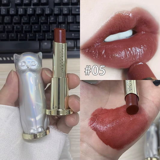 2025 Cute Catmatte Lipstick Long Lastingkorean Cosmetics Lipsticks Nude Makeup Lip Cosmetics Velvet Red Waterproof Lipstick