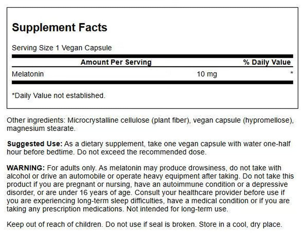 Swanson Dietary Supplements Triple Strength Melatonin 10 Mg Capsule 60Ct