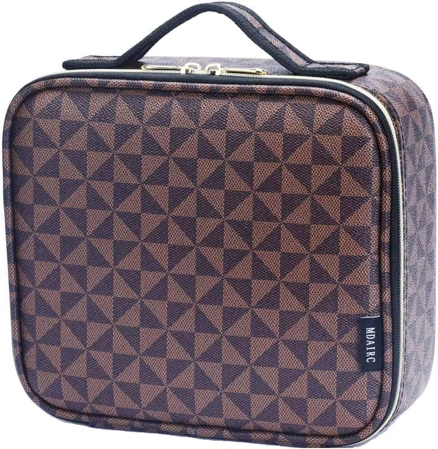 Travel Makeup Train MAKE up Case Makeup Cosmetic Case Organizer Portable Artist Storage Bag with Adjustable Dividers for Cosmetics Makeup Brushes Toiletry Jewelry Digital Accessories
