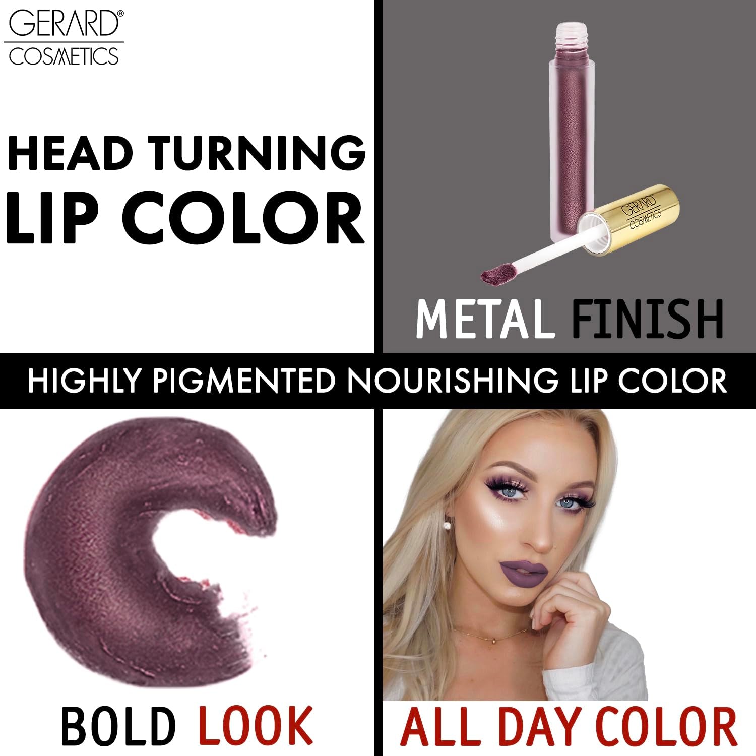 Metal Matte Liquid Lipstick Underworld, Grey Purple Lipstick with Matte Metal Finish, Long Lasting Lipstick with Hydrating Ingredients, Super Pigmented Opaque Lip Color