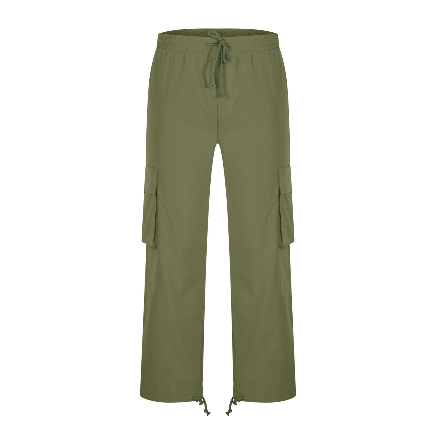 Trousers Full Length Pants for Men Solid 2025 Casual Multiple Pockets Outdoor Straight Type Fitness Pants Cargo Pants Trousers Gray