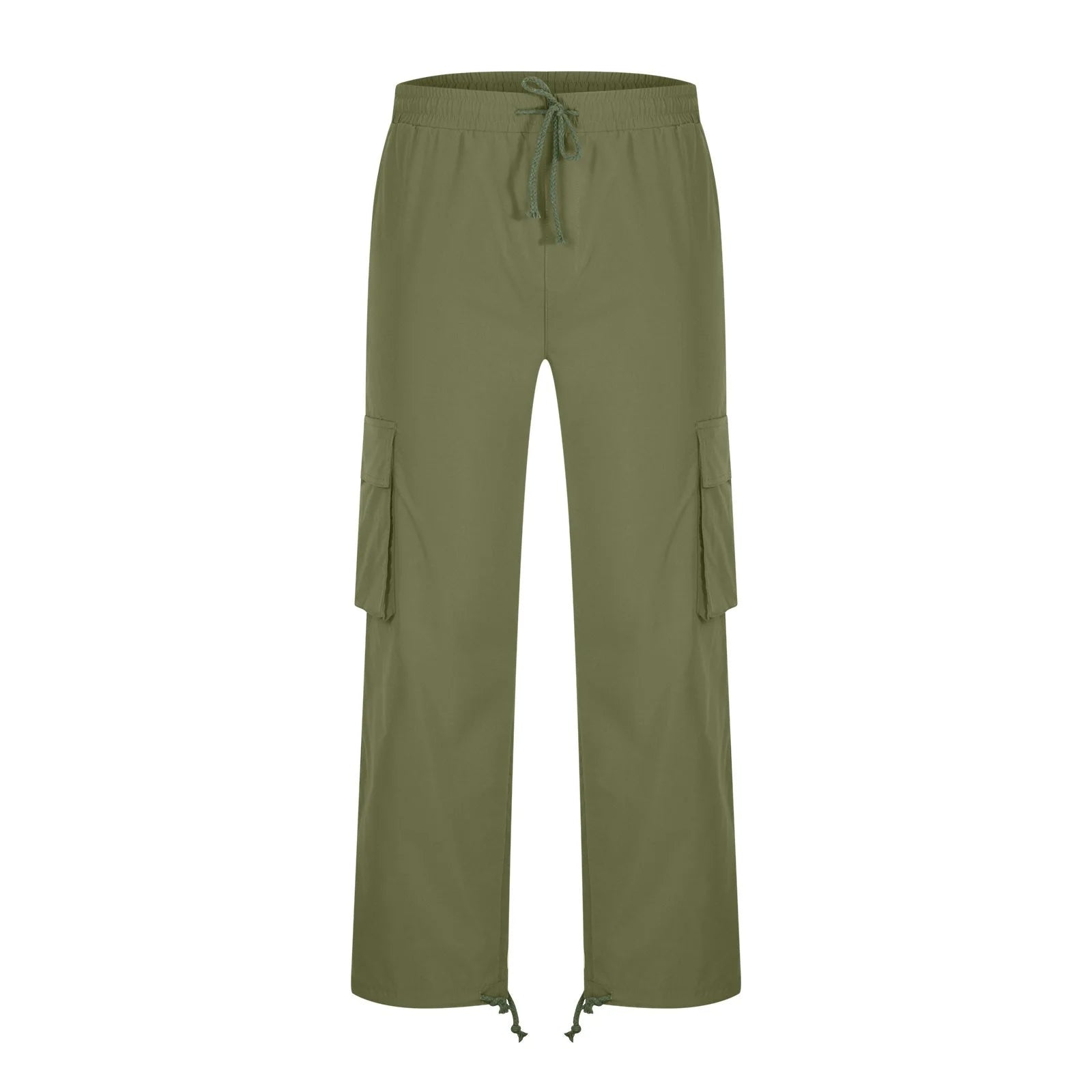Trousers Full Length Pants for Men Solid 2025 Casual Multiple Pockets Outdoor Straight Type Fitness Pants Cargo Pants Trousers Gray