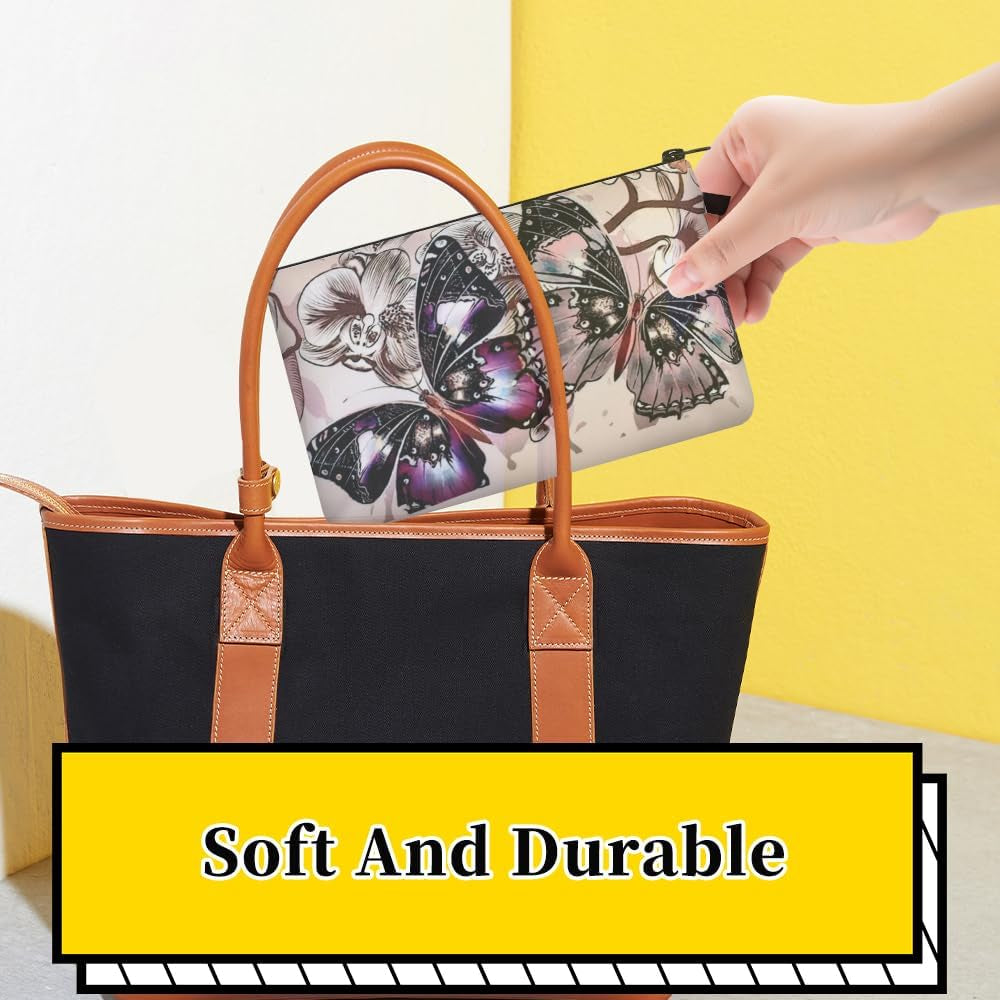 Cosmetic Bag 2PCS, Butterflies Print Makeup Bag Organizer Pouch Waterproof Cosmetic Toiletry Bag for Women Storage Travel Accessories Favors