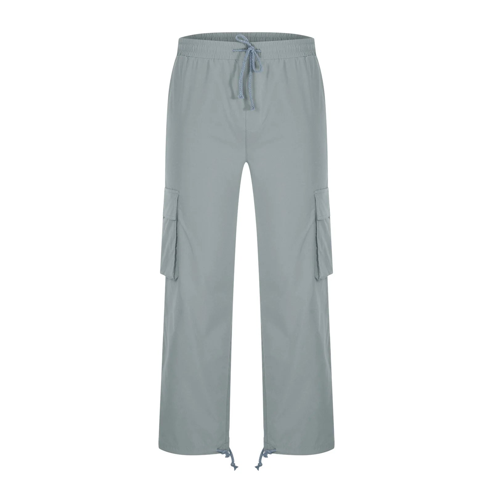 Trousers Full Length Pants for Men Solid 2025 Casual Multiple Pockets Outdoor Straight Type Fitness Pants Cargo Pants Trousers Gray