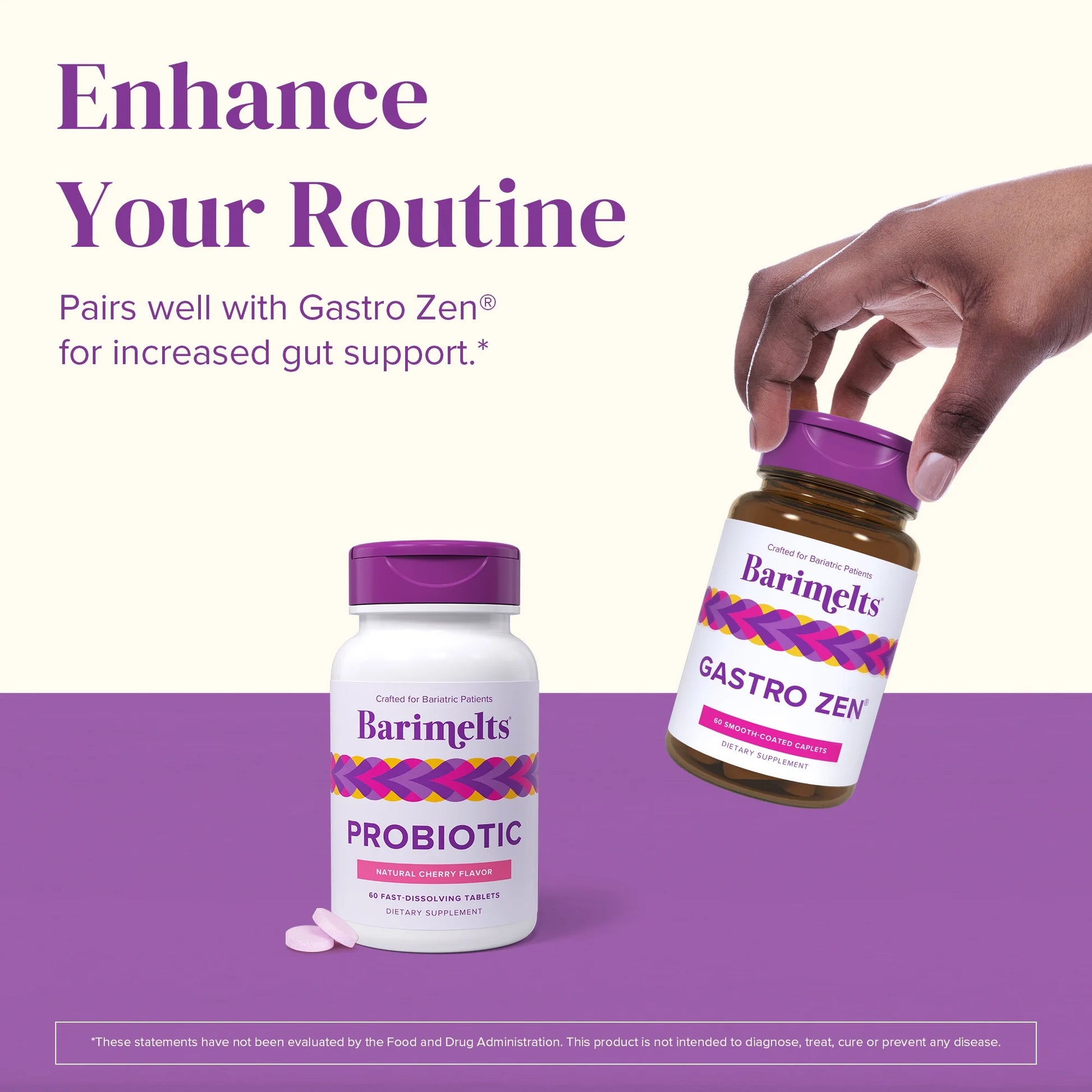 Bariatric Probiotics for Digestive Health Support, 60 Fast-Dissolving Tablets, Post Weight Loss Surgery Patients, Cherry Flavored Dietary Supplements