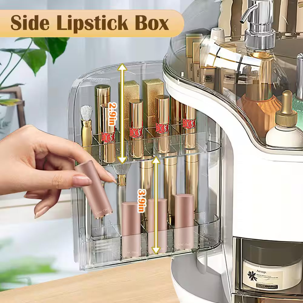 Makeup and Cosmetics Organizer with Drawers Waterproof Dustproof Cover Perfect for Your Countertop or Bedroom in White