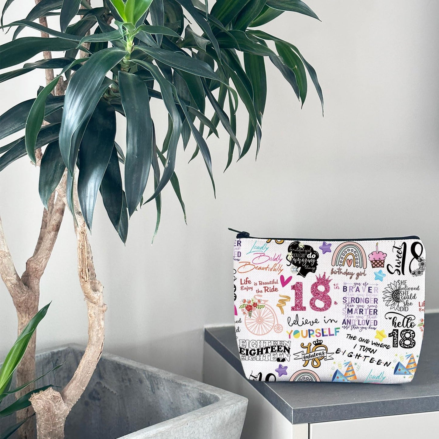 Happy 18Th Birthday Gift Official Adulthood 18 Birthday Hello 18 Canvas Zipper Pouch Bag (18 Birthday)