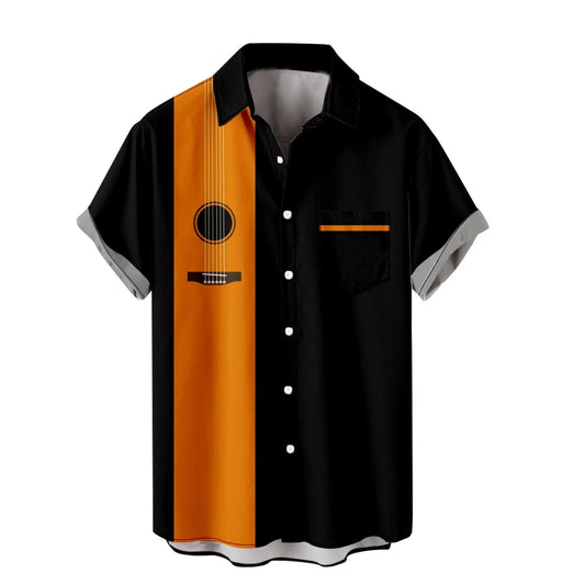 T Shirts for Men Men'S Summer Fashion Hawaiian Style Short Sleeve Casual Shirts Mens Dress Shirts T Shirts for Men Clearance Sale Mens Shirts Orange,2Xl