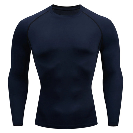 Athletic Workout Shirts for Men, Mens Fitness Long Sleeve Running Sports T Shirt Men Thermal Muscle Athletic Gym Compression Clothes Compression Shirt Men, Mens Shirts Blue XL