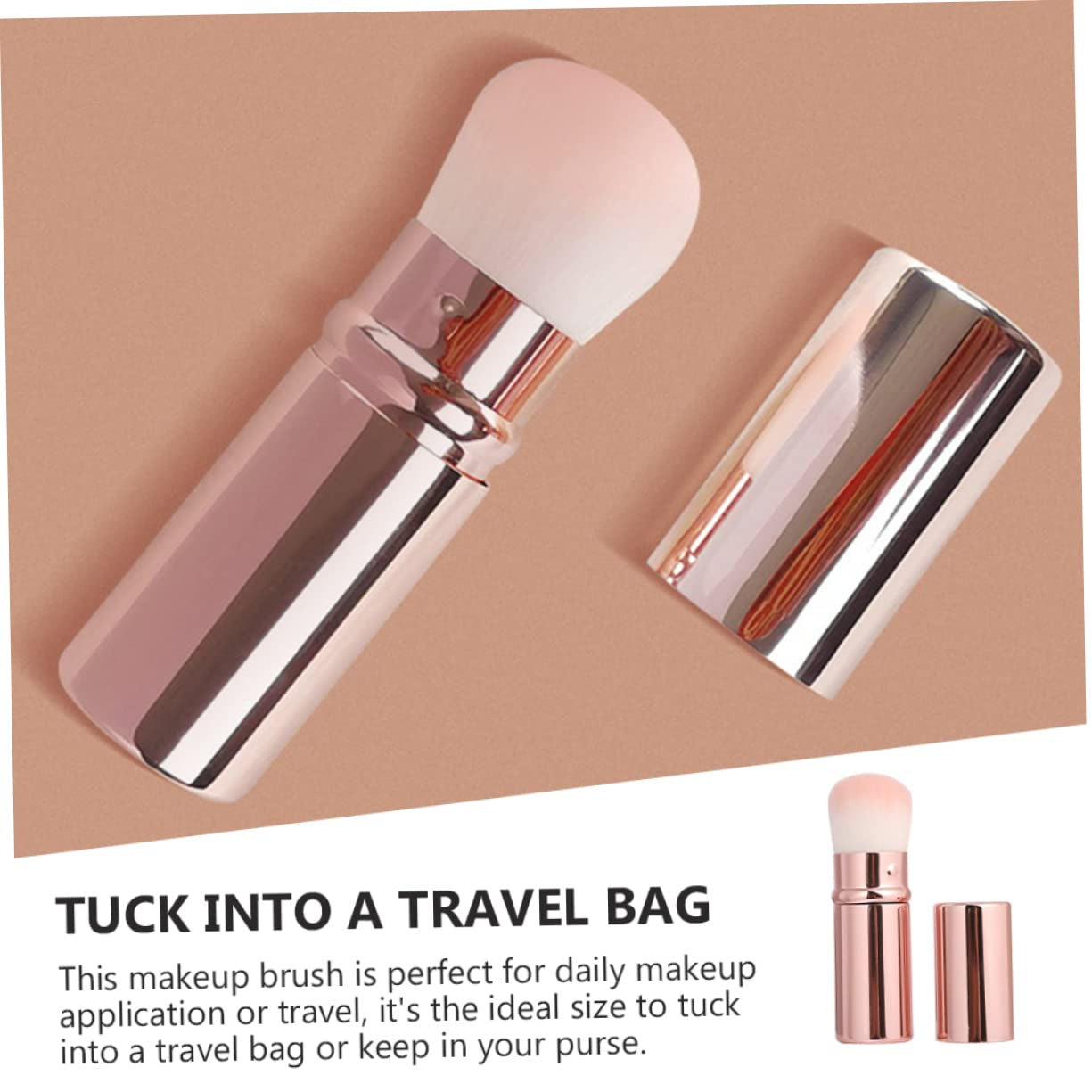 1Pc Mini Blush Brush Soft Nylon Bristles Portable Makeup Tool for Foundation Blush Powder for Travel and Daily Use Stylish Girl