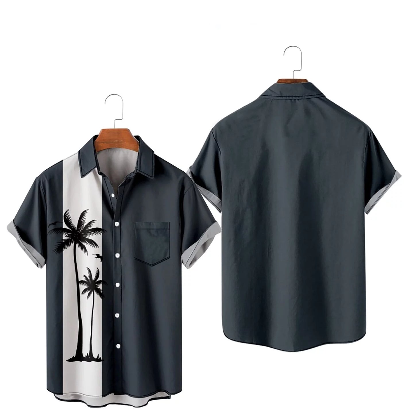 Oversized T Shirts for Men Men'S Summer Trendy Hawaiian Style Short Sleeve Casual Shirts Mens Shirts T Shirts for Men Fashion Mens Shirts Navy,L