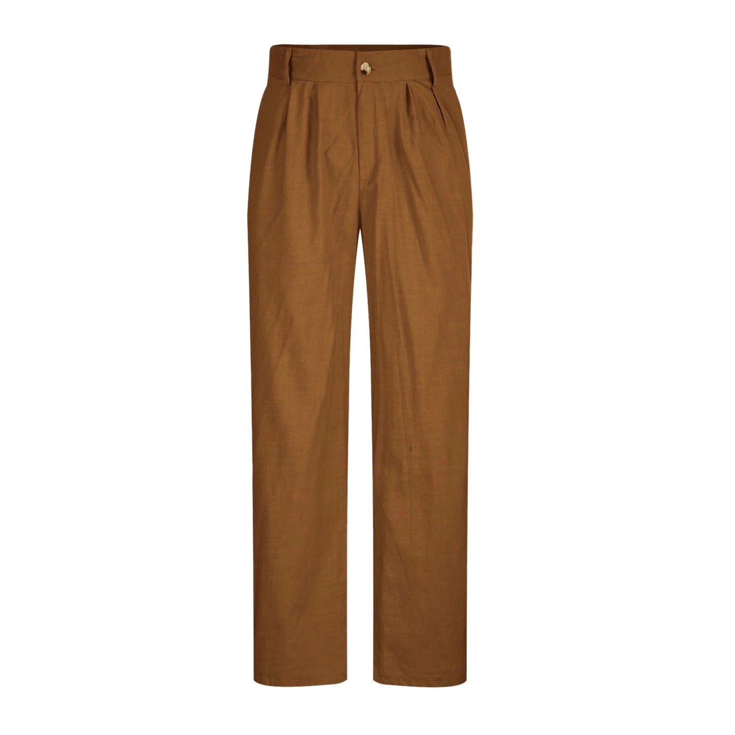 Cotton Linen Pants for Men Pleated Front Trouser Straight Leg Suit Trousers Solid Color Office Trouser Lightweight Linen Pant
