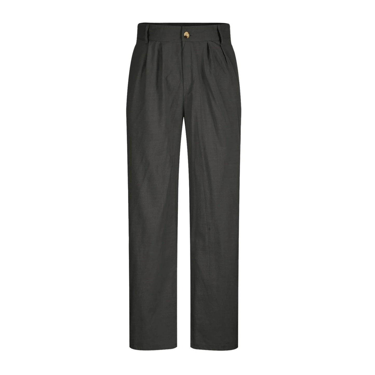 Cotton Linen Pants for Men Pleated Front Trouser Straight Leg Suit Trousers Solid Color Office Trouser Lightweight Linen Pant