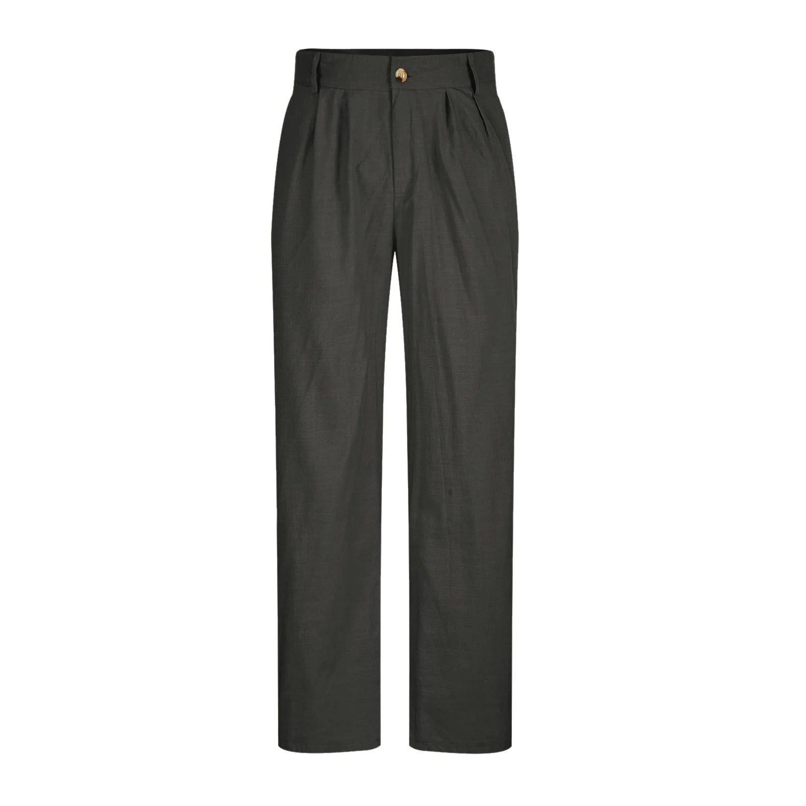 Cotton Linen Pants for Men Pleated Front Trouser Straight Leg Suit Trousers Solid Color Office Trouser Lightweight Linen Pant