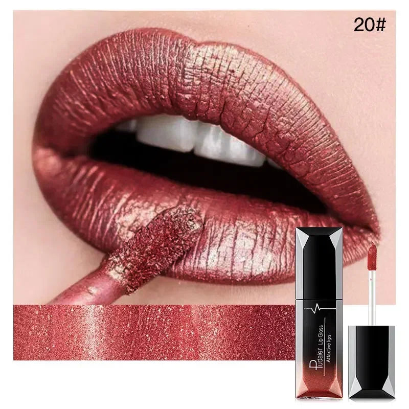 Pudaier Waterproof Lip Gloss Matte Liquid Lipstick Matte Lip Stick Cosmetics Makeup Nude Purple Black Rose Cosmetics