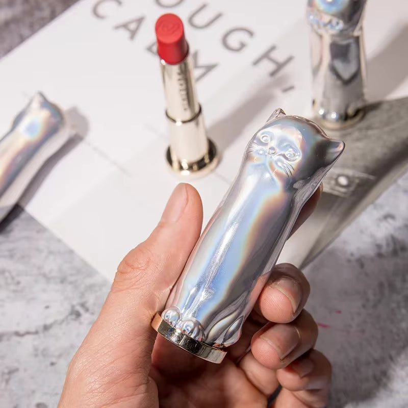 2025 Cute Catmatte Lipstick Long Lastingkorean Cosmetics Lipsticks Nude Makeup Lip Cosmetics Velvet Red Waterproof Lipstick