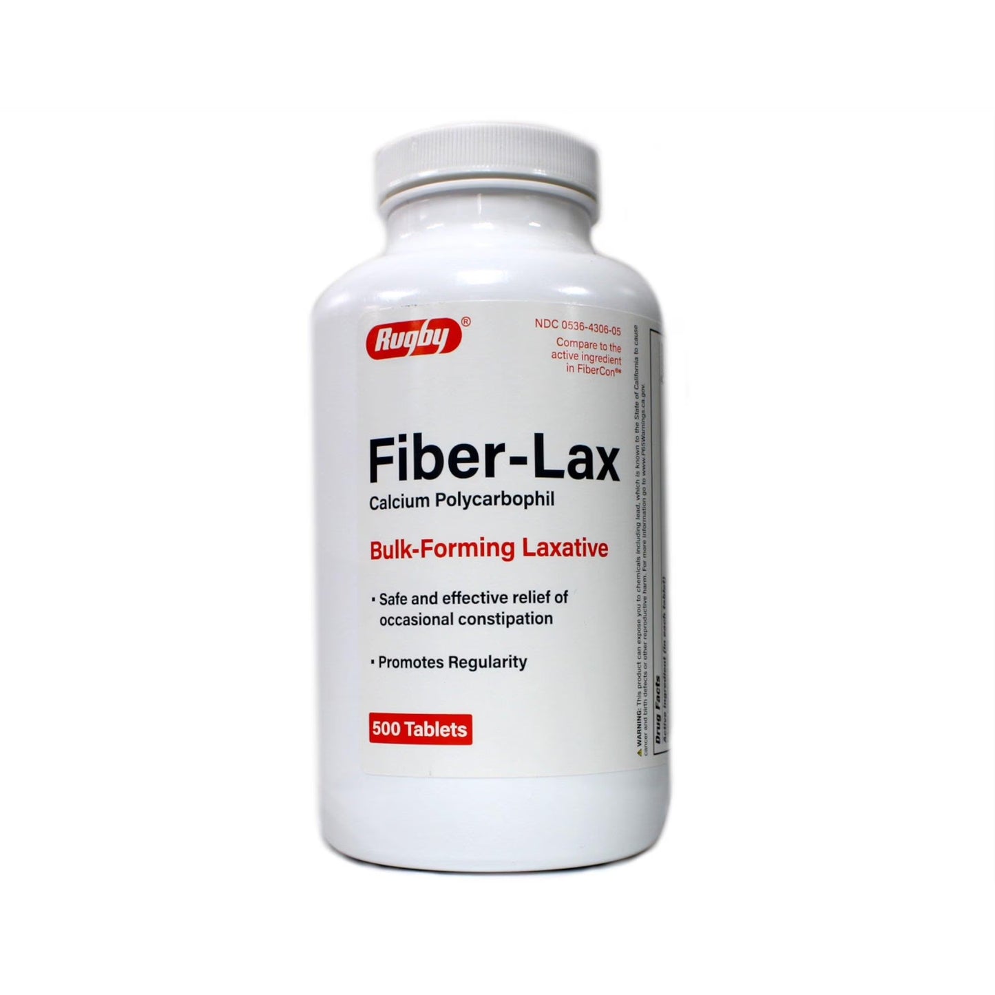 Fiber-Lax 500 Mg Tablets 500 Ct | Calcium Polycarbophil Daily Fiber Supplements for Digestive Health | Dietary Fiber Nutritional Supplements | Constipation Relief | Promotes Regularity