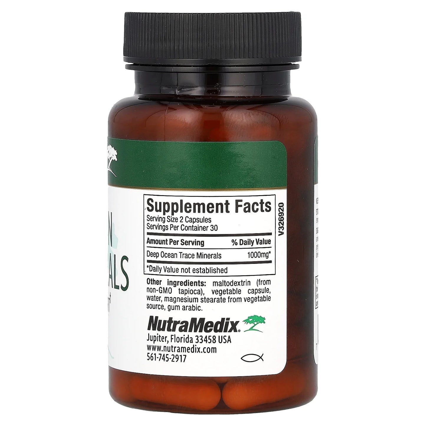 Deep Ocean Trace Minerals, Energy/Vitality Support, 60 Vegetable Capsules (500 Mg per Capsule)