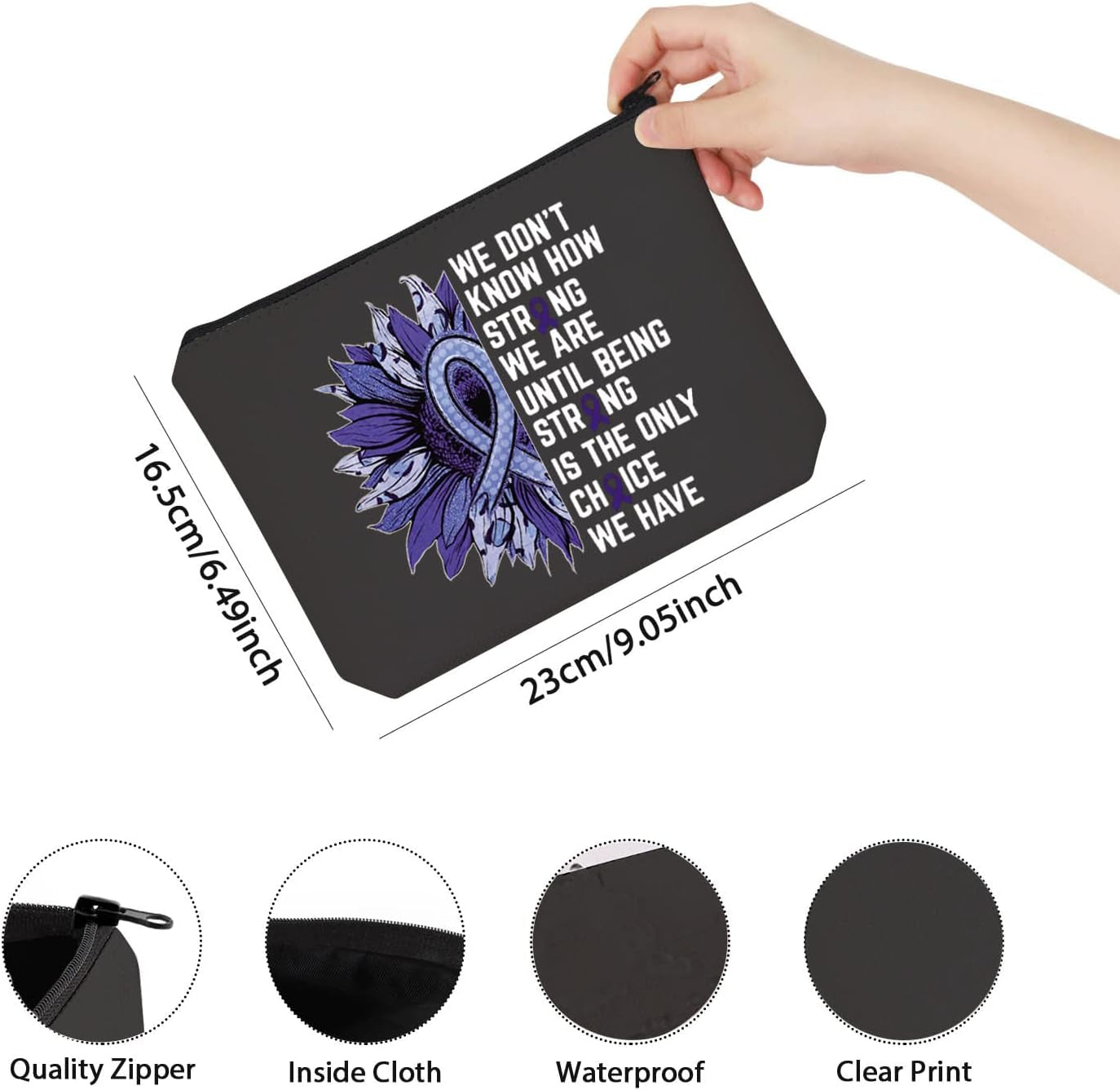 Colorectal Surgery Makeup Bag Colorectal Ribbon Gift for Patients Colon Cancer Gift Cancer Care Gift (WE DON'T)