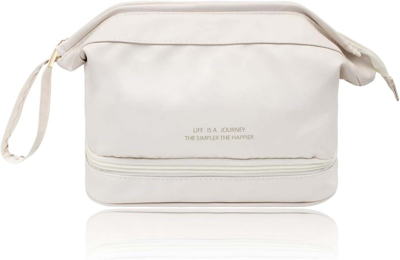 Cosmetic Bag, Waterproof Makeup Travel Bag Travel Toiletry Bag for Women with Handle, High-Capacity Travel Makeup Bag Organizer with Handle (Beige)