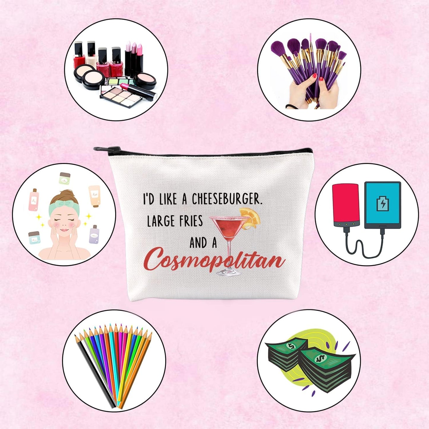 TV Show Fan Cosmetic Makeup Bag TV Show Inspired Gift Cocktail Gift for Women Girls (Cosmopolitan)