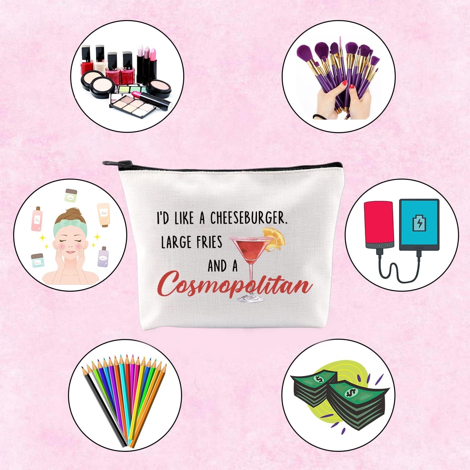 TV Show Fan Cosmetic Makeup Bag TV Show Inspired Gift Cocktail Gift for Women Girls (Cosmopolitan)