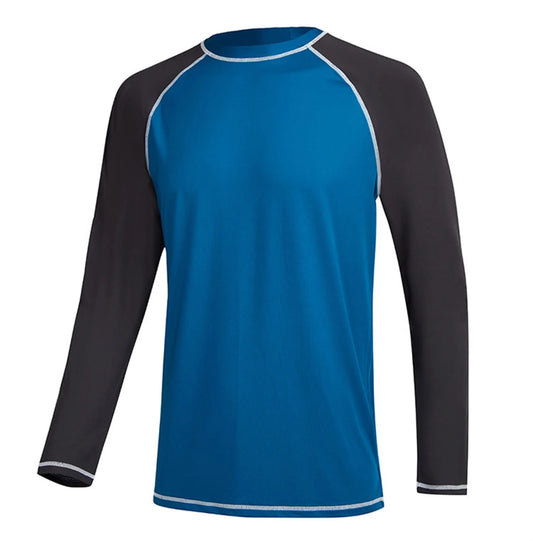 Surfing Shirts for Men Summer Men'S Fashion Trend Solid Color Long Sleeved Surfing Suit Swimming Sun Top Mens Shirts Mens T-Shirts Blue S