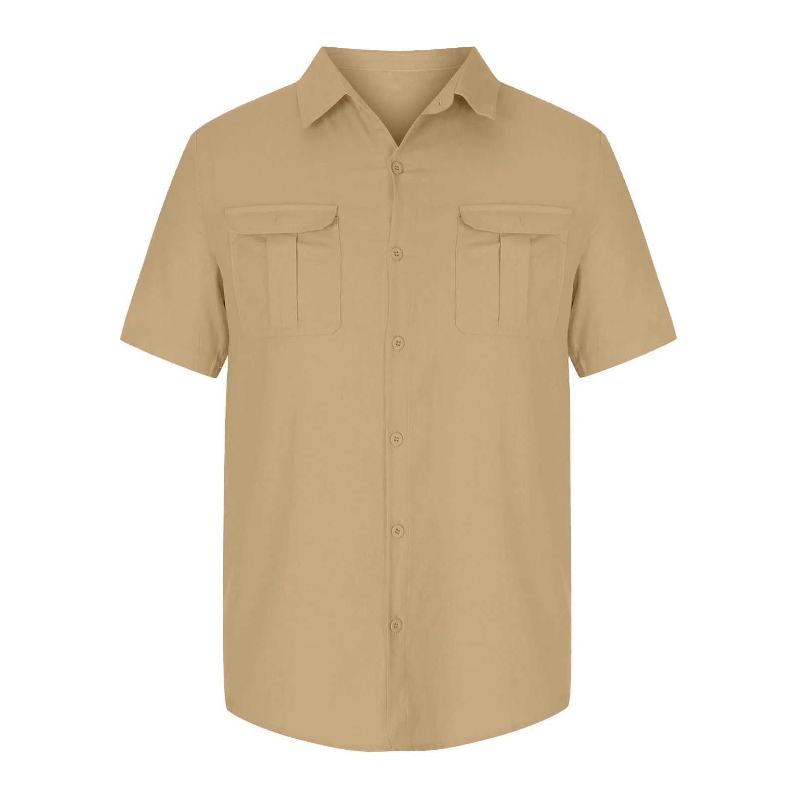 Mens Short Sleeve Classic Shirts Fishing Casual Regular-Fit Button-Up Collared Plaid Double Pocket Dress Shirt Top Tees Blouses Men Short Sleeve Shirts Button up Clearance Beach Wedding Shirt M-5XL