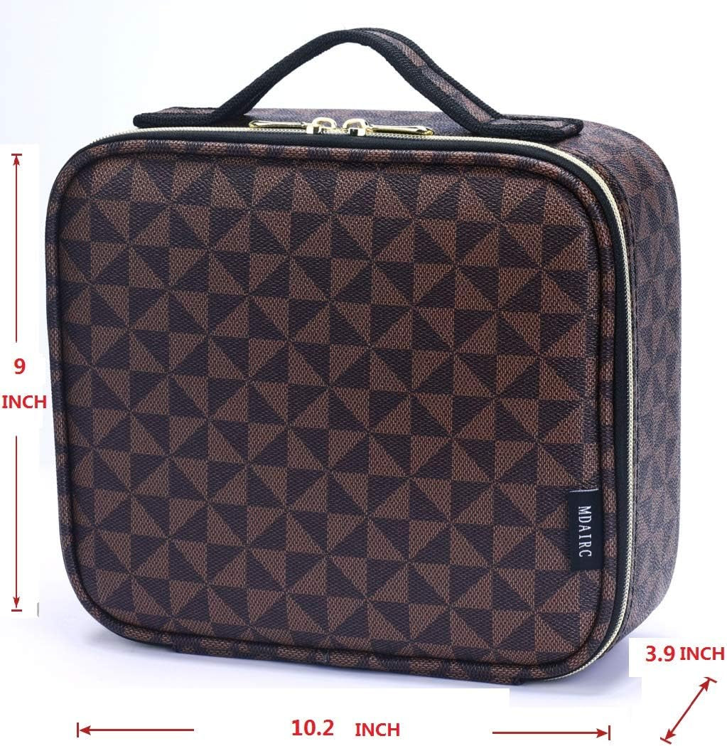 Travel Makeup Train MAKE up Case Makeup Cosmetic Case Organizer Portable Artist Storage Bag with Adjustable Dividers for Cosmetics Makeup Brushes Toiletry Jewelry Digital Accessories