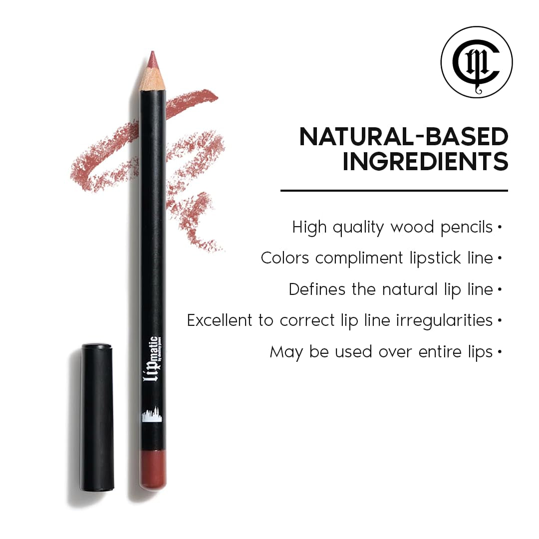 Lipmatic Mocha Lip Liner - Modern Classic Lip Liner, Long-Lasting Lip Pencil with Castor Oil, Natural Ingredients, Paraben and Cruelty-Free, American Made- Dark Mocha Brown Shade