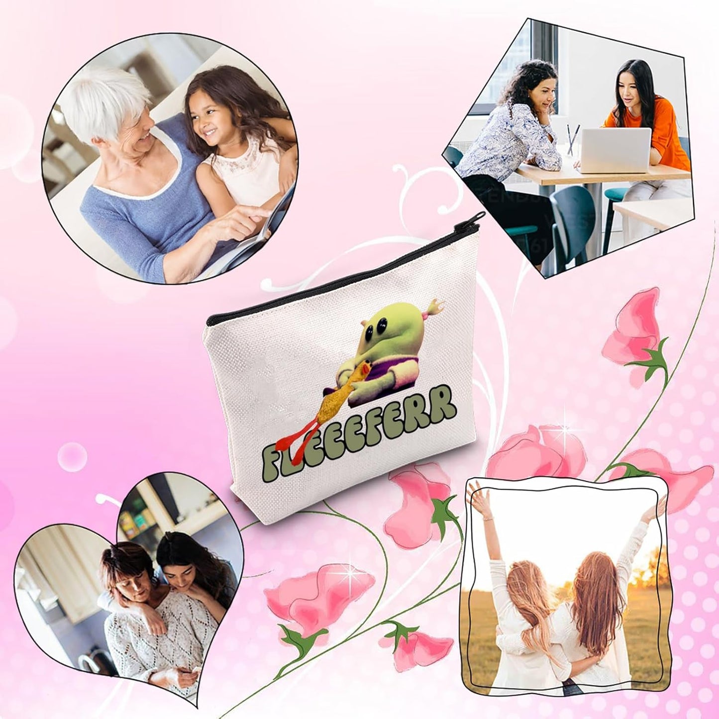 Funny Meme Fleeeferr Makeup Bag - Wonderful Gift for Mom, Sister, Cartoon Princes (Fleeeferr Bag)
