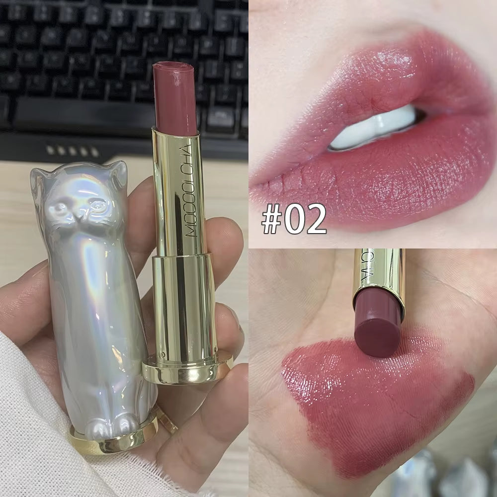 2025 Cute Catmatte Lipstick Long Lastingkorean Cosmetics Lipsticks Nude Makeup Lip Cosmetics Velvet Red Waterproof Lipstick