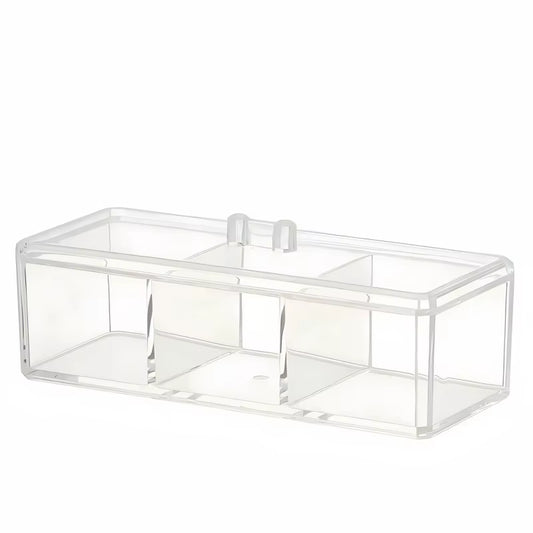 1Pc Cosmetics Storage Box, Minimalist Clear 3 Grids Cosmetics Container for Home, for Bathroom Collection, Bedroom Collection,