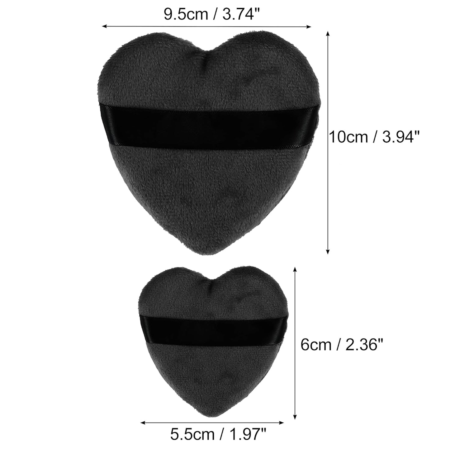 4 Pcs Loose Powder Puff, Face Soft Heart Shape Puff Blender Beauty Makeup Tool Short Plush, Black Red