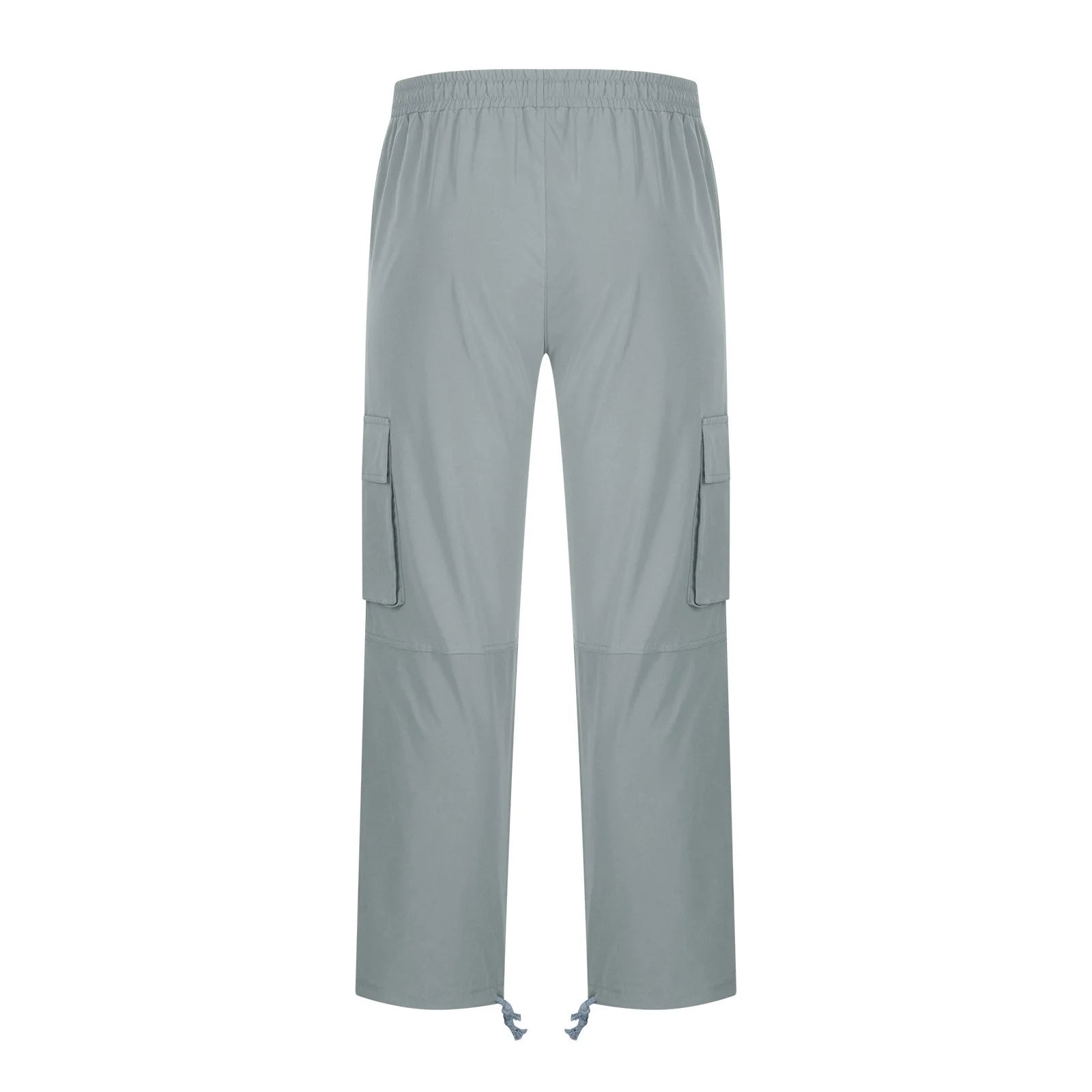 Trousers Full Length Pants for Men Solid 2025 Casual Multiple Pockets Outdoor Straight Type Fitness Pants Cargo Pants Trousers Gray