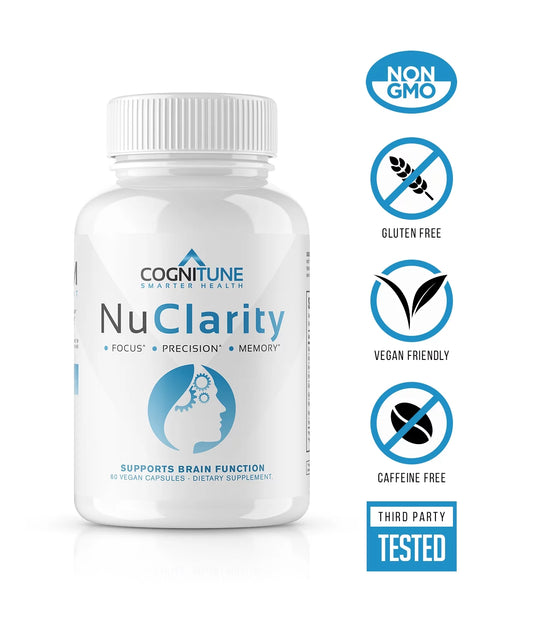 Nuclarity Nootropic Brain Supplement for Memory, Focus & Mental Clarity with Ginkgo Biloba, 60 Capsules