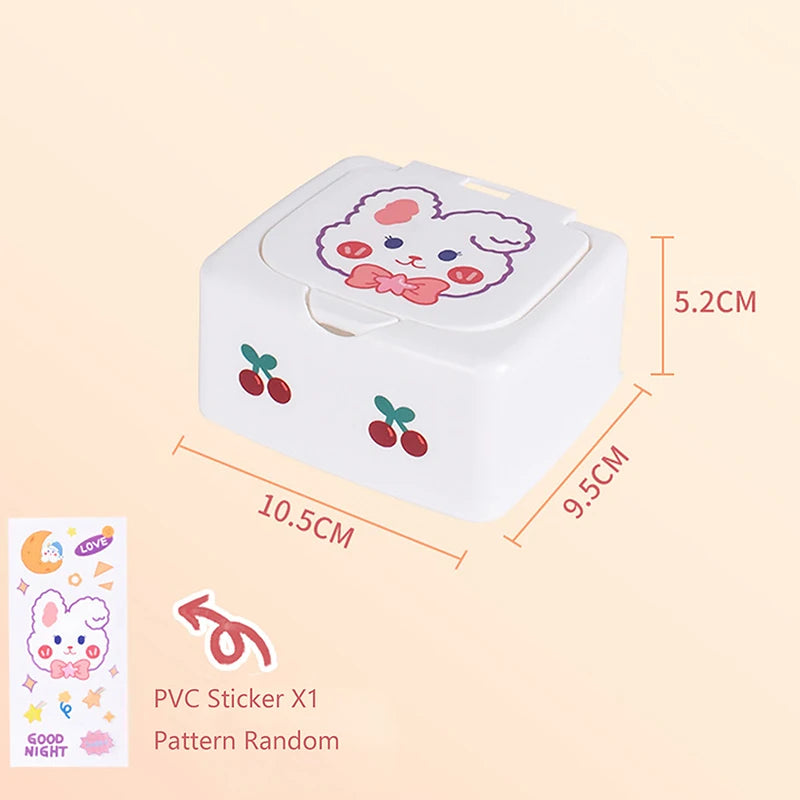 Kawaii Cartoon Desk Organizer Box Button Cosmetics Storage Box with Lid Mini Jewelry Organizer Cosmetics Makeup Container