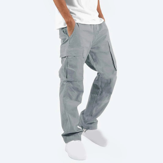 Cargo Pants for Men Relaxed Fit Causal Slim Beach Work Streetwear Khaki Baggy Pants with Zipper Pockets