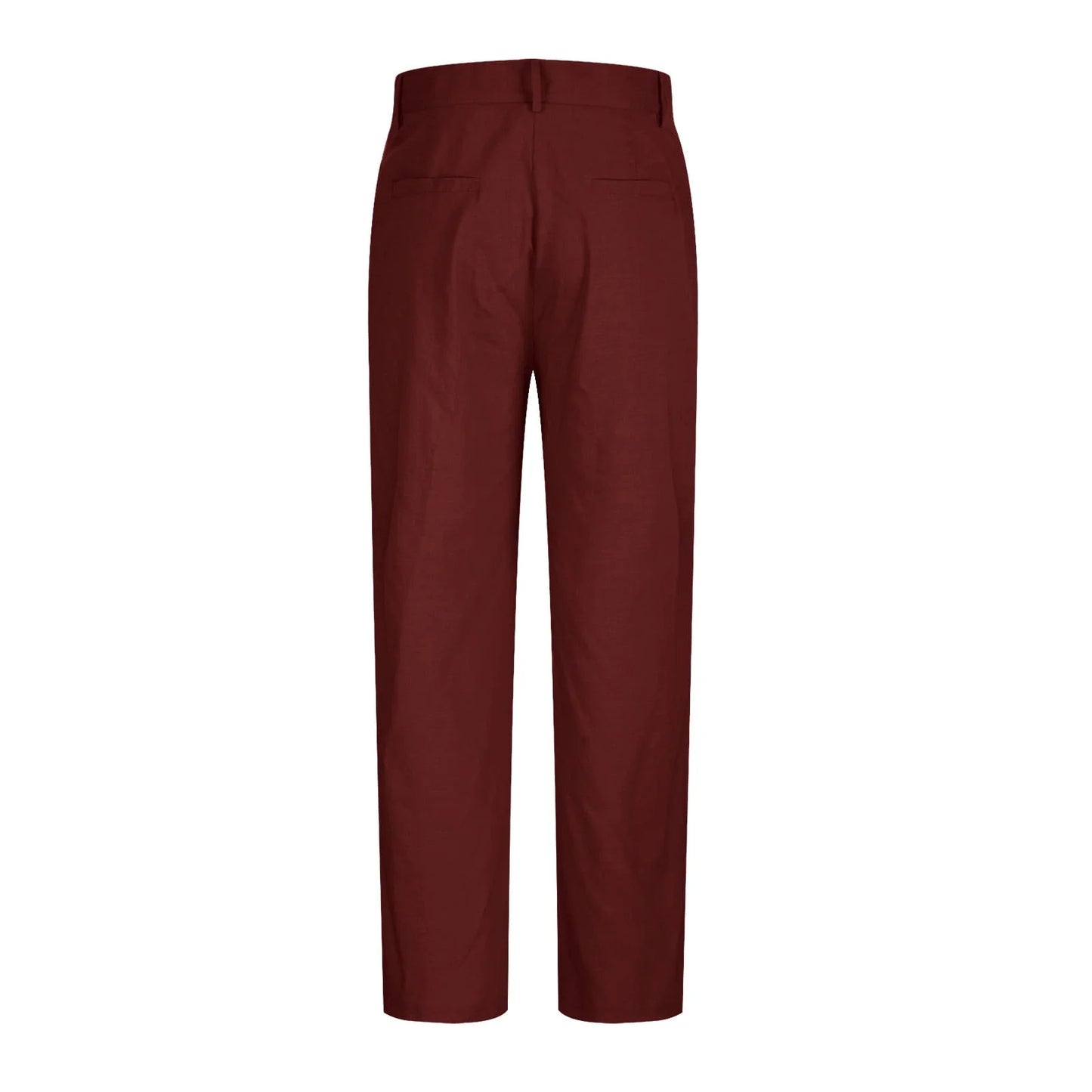 Cotton Linen Pants for Men Pleated Front Trouser Straight Leg Suit Trousers Solid Color Office Trouser Lightweight Linen Pant