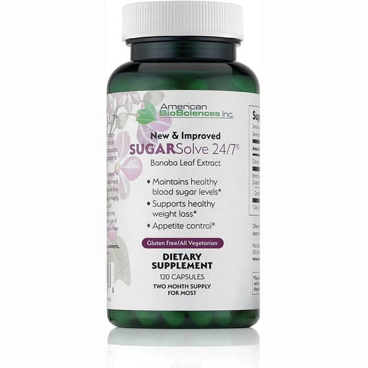 Sugar Solve 24/7 Dietary Supplements, 120 Count with Banaba Leaf Extract