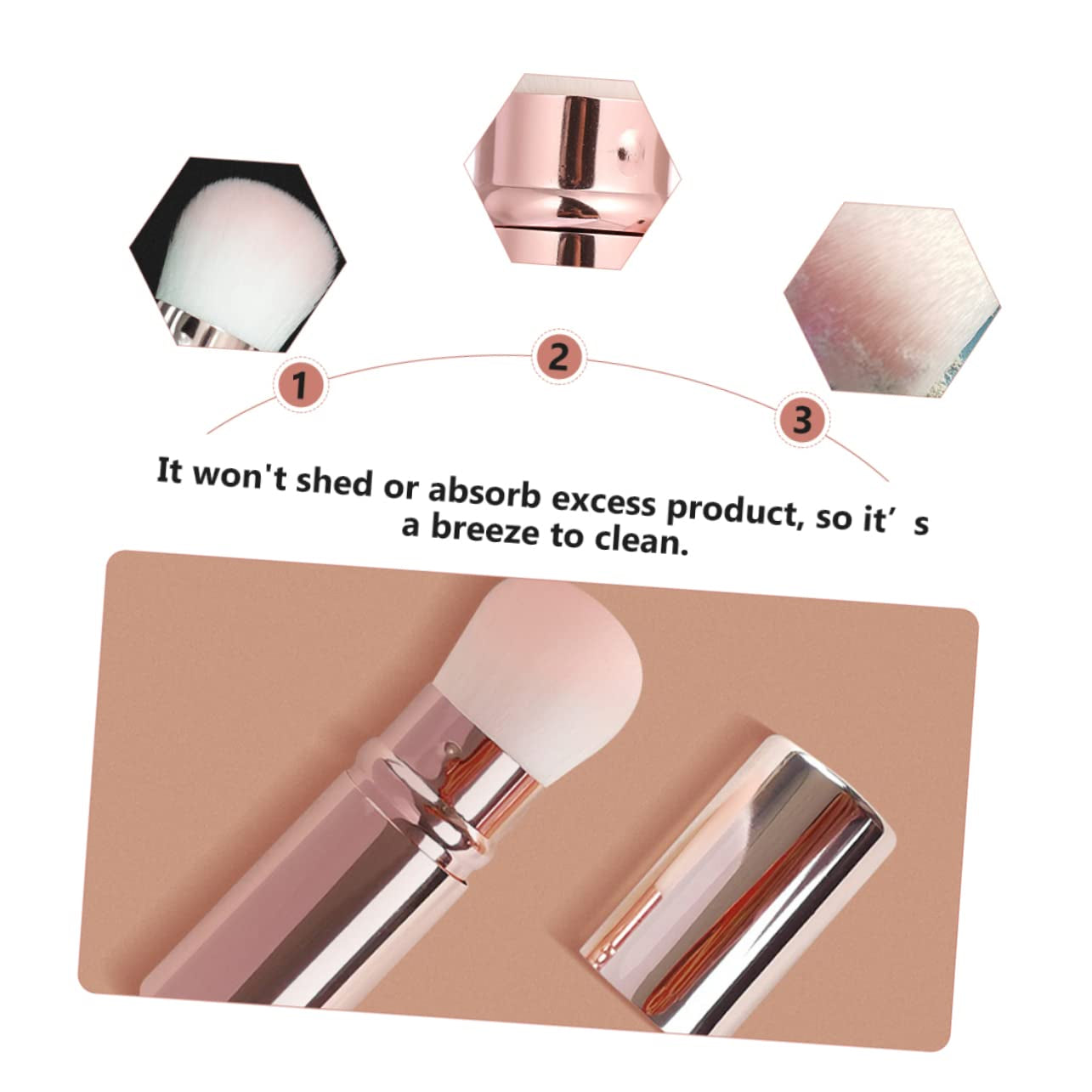 1Pc Mini Blush Brush Soft Nylon Bristles Portable Makeup Tool for Foundation Blush Powder for Travel and Daily Use Stylish Girl