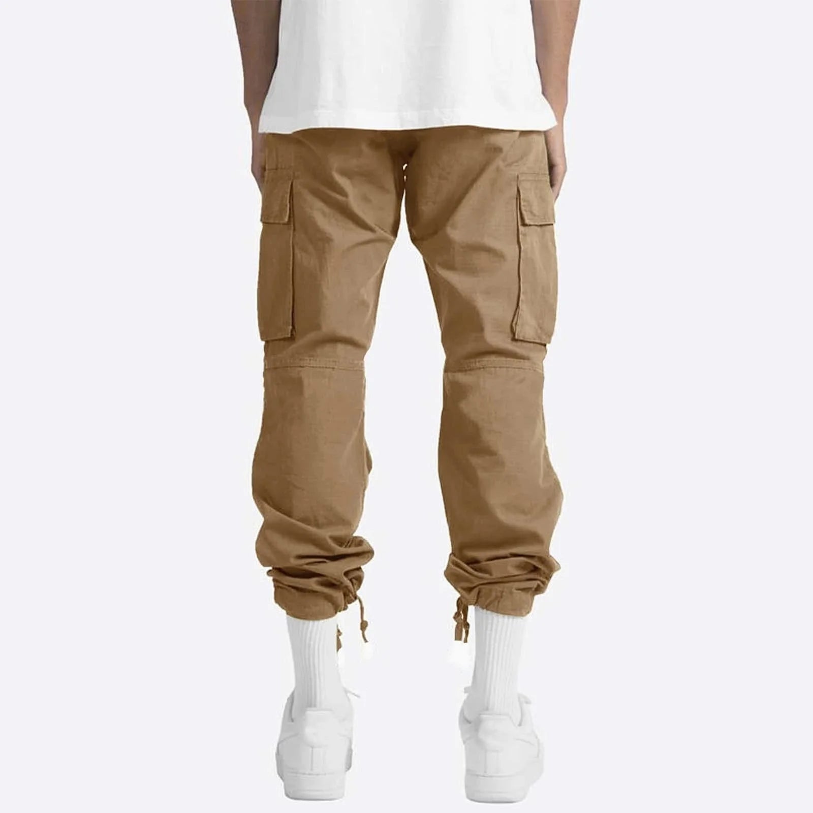 Trousers Full Length Pants for Men Solid 2025 Casual Multiple Pockets Outdoor Straight Type Fitness Pants Cargo Pants Trousers Gray