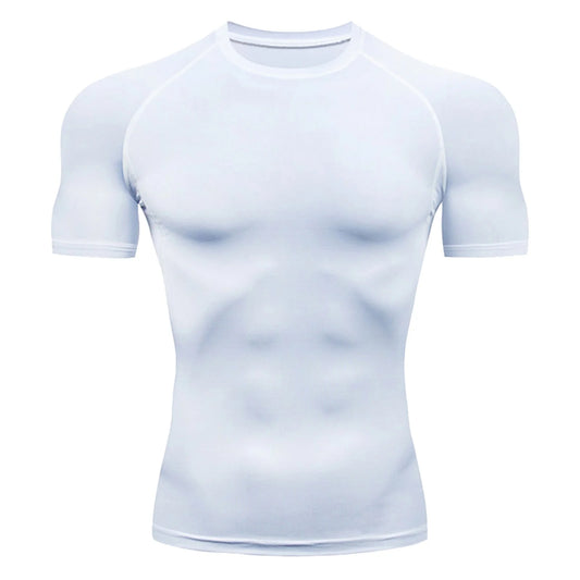 Athletic Workout Shirts for Men, Mens Summer Leisure Sports T Shirt Fashion Lapel 3D Gradient Short Sleeved round Neck T Shirt Men Compression Shirt Men, Mens Shirts White L