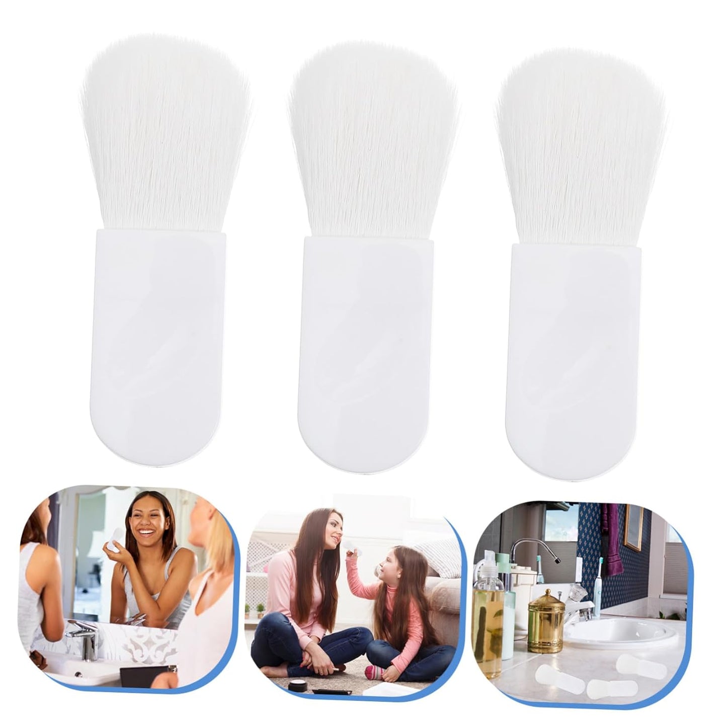 Loose Powder Brush Blending Blush Brush 3Pcs Set Pink for Makeup Tools Random Color