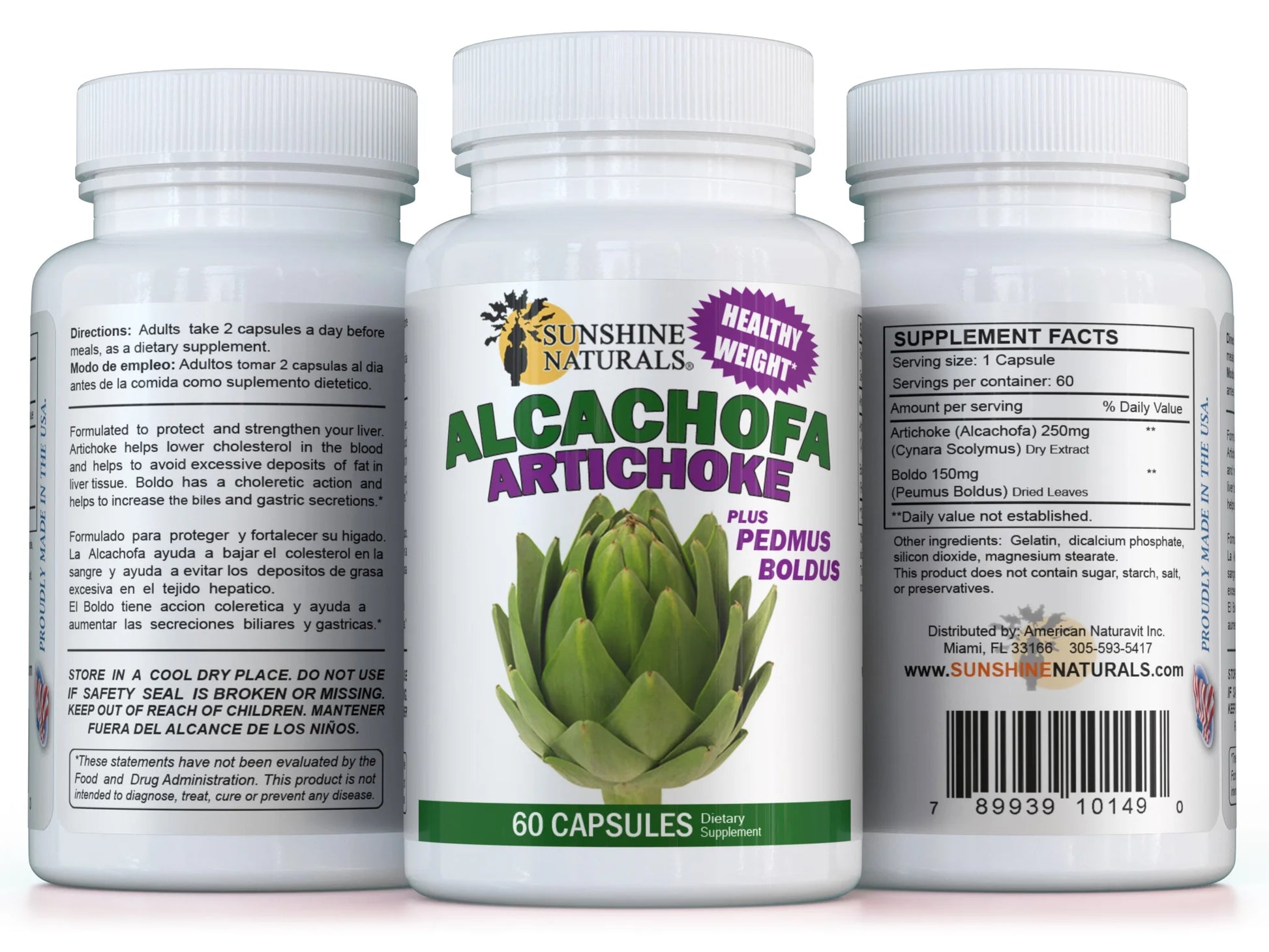 Artichoke Alcachofa plus Boldus Dietary Supplements - 60 Capsules