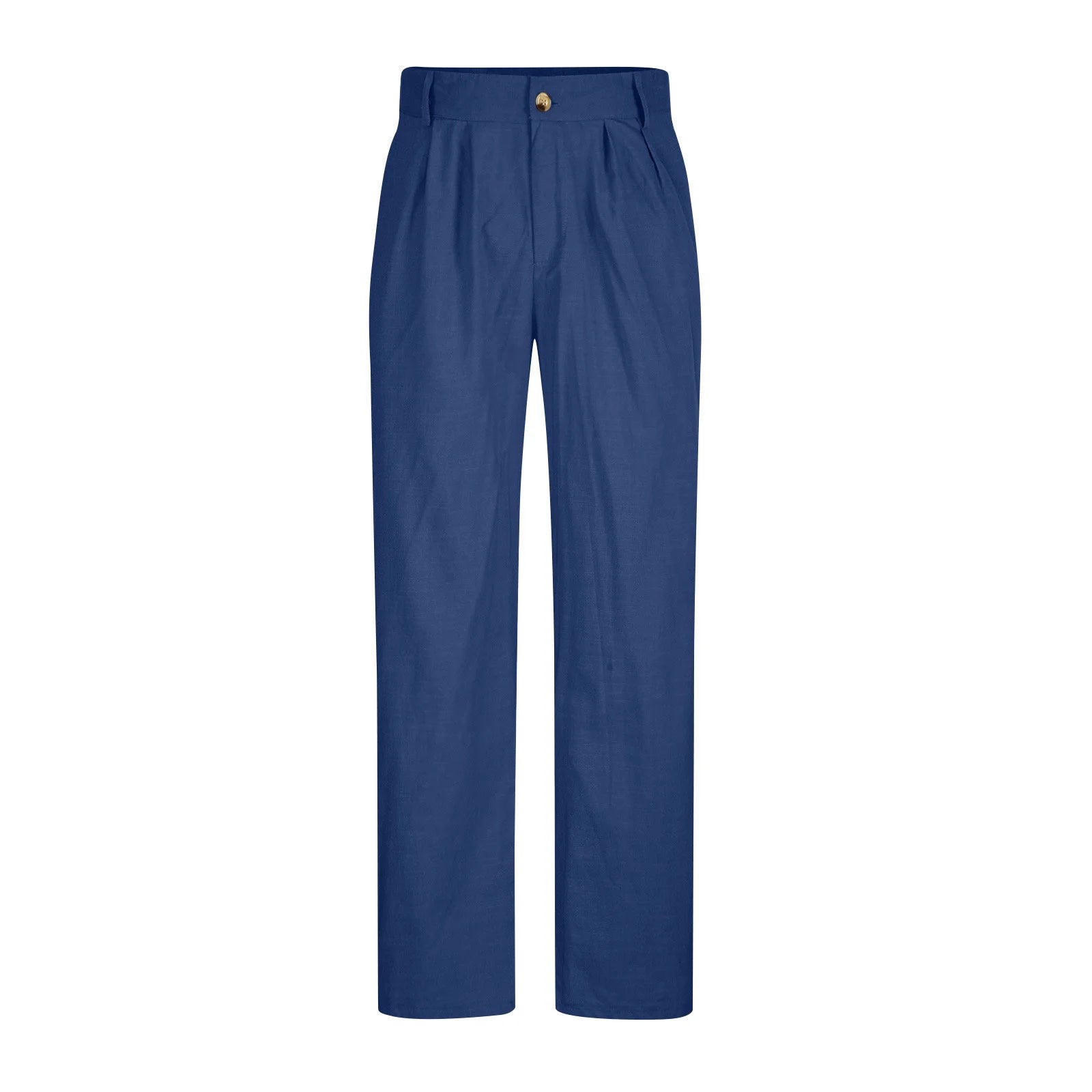 Cotton Linen Pants for Men Pleated Front Trouser Straight Leg Suit Trousers Solid Color Office Trouser Lightweight Linen Pant